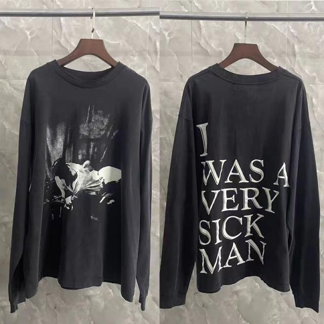 ERD I Was A Very Sick Man Vintage Dual Print Washed Black Long Sleeve T-shirt