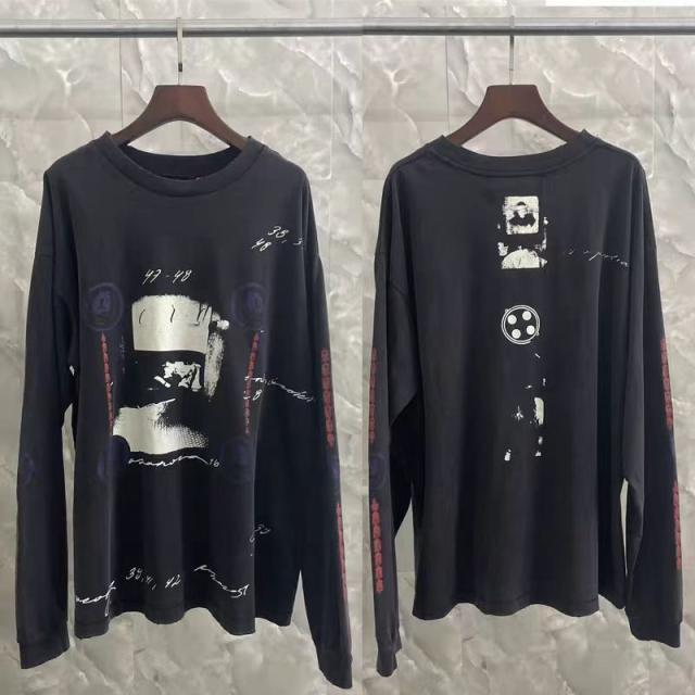 ERD Vintage Scientific Chart Dual Print Washed Black Long Sleeve T-shirt