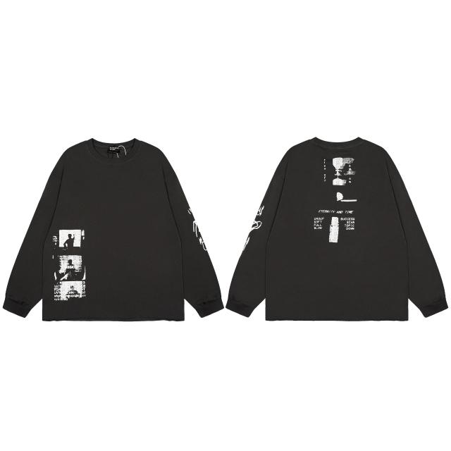 ERD Enfants Riches Déprimés Fragmented Film Negative Dual Print Solid Black Long Sleeve Tee