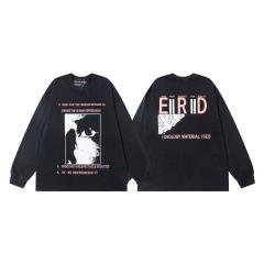ERD Enfants Riches Déprimés Spectacle Theory Pink Text Eye Portrait Dual Print Vintage Washed Black Long Sleeve Tee