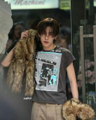 ERD Enfants Riches Déprimés Cyan Mesh Zine Collage Dual Print Cutoff Sleeveless Dark Grey Tank Top