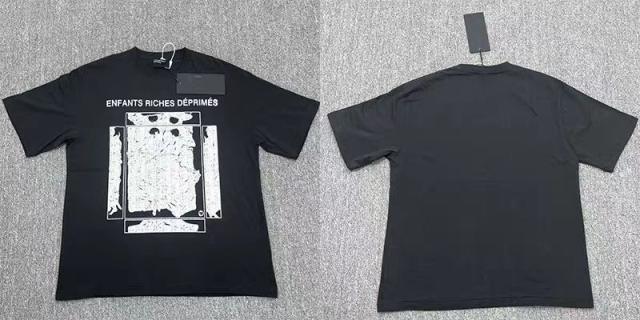 ERD Enfants Riches Déprimés Full Brand Text Cracked Texture Portrait Print Tee