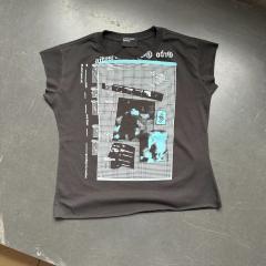ERD Enfants Riches Déprimés Cyan Mesh Zine Collage Dual Print Cutoff Sleeveless Dark Grey Tank Top