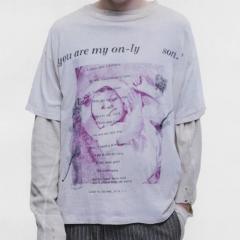 ERD Enfants Riches Déprimés "You Are My Only Son" Pink Biblical Lyric Dual Print Vintage Sleeve Tee