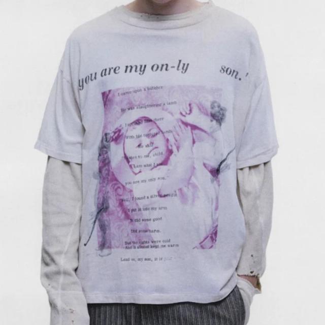 ERD Enfants Riches Déprimés "You Are My Only Son" Pink Biblical Lyric Dual Print Vintage Sleeve Tee