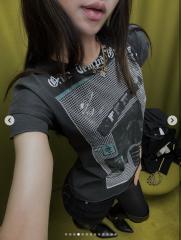 ERD Enfants Riches Déprimés Cyan Mesh Zine Collage Dual Print Cutoff Sleeveless Dark Grey Tank Top
