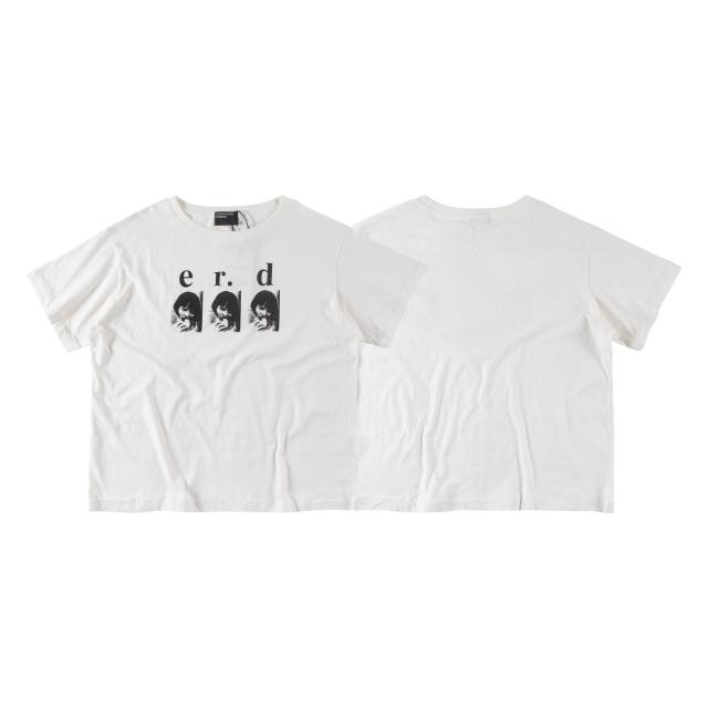 ERD Enfants Riches Déprimés Triple Portrait Cropped Off White Grunge Tee