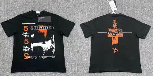 ERD Enfants Riches Déprimés Double Sided Orange Number 5 Collage Cross erd Logo Print Black Oversized Grunge T Shirt