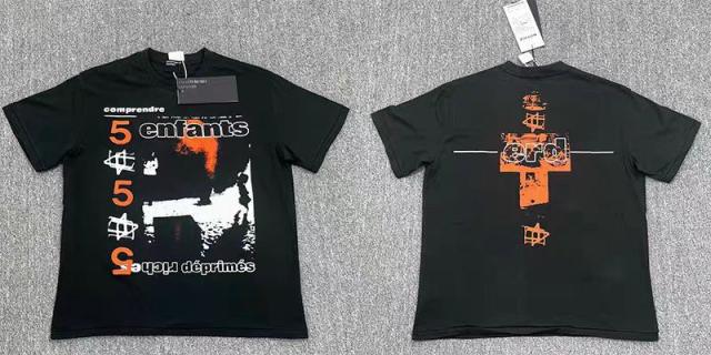 ERD Enfants Riches Déprimés Double Sided Orange Number 5 Collage Cross erd Logo Print Black Oversized Grunge T Shirt