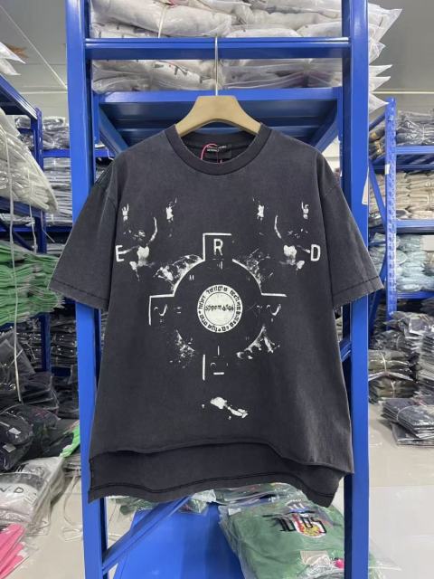 ERD Enfants Riches Déprimés Cross Target Circle Print Destroyed Washed Black Tee