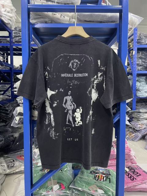 ERD Enfants Riches Déprimés Cursive French Text Woman Portrait Vintage Washed Black Tee