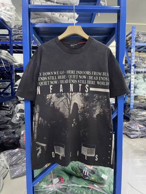 ERD Enfants Riches Déprimés Forest Silhouette Poem Text Vintage Acid Black T-Shirt