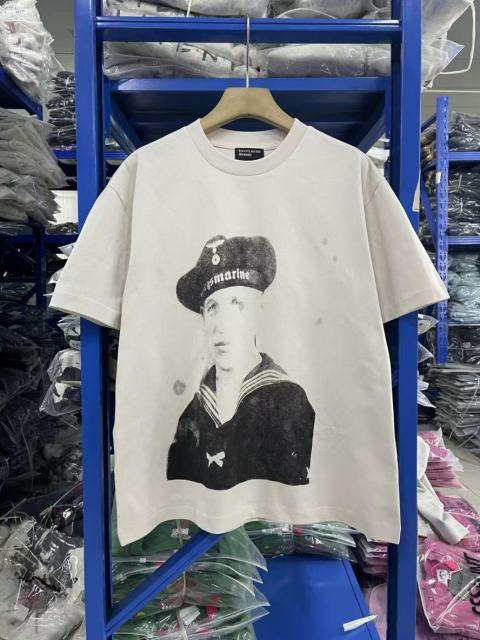 ERD Enfants Riches Déprimés Vintage Navy Soldier Portrait Print Off White Washed Tee