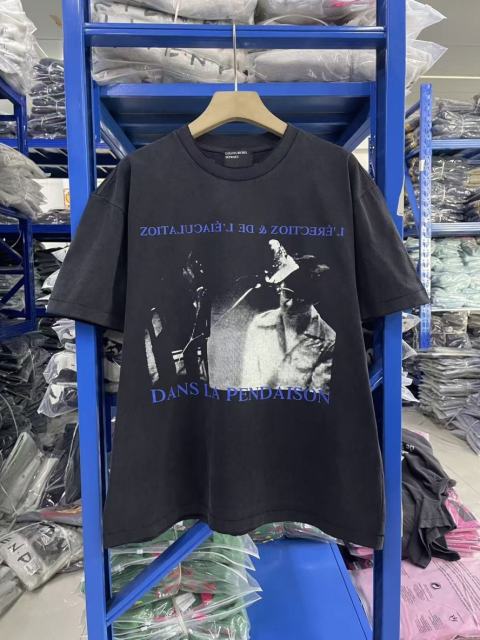 ERD Enfants Riches Déprimés Vintage French Blue Text Old Photo Acid Black T-Shirt