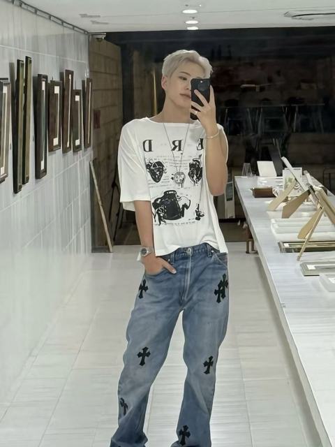 ERD Enfants Riches Déprimés My Role In The War Back Large Circle Print Vintage Off White Tee