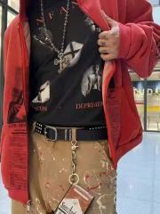ERD Enfants Riches Déprimés Red Letter Four Portrait Cross Graphic Washed Black Tee