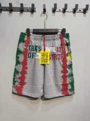 Side Red Green Blot Tie Dye Panel Front Bold Outline Text Back Large Vertical Letter Print Shorts 2 colors 29355958