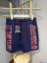 Front Gradient Red Letter Print Elastic Drawstring Loose Cotton Sweat Shorts 29356452