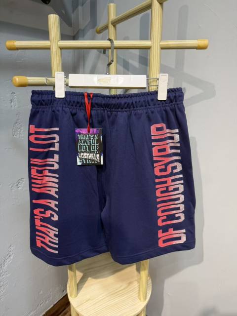 Front Gradient Red Letter Print Elastic Drawstring Loose Cotton Sweat Shorts 29356452