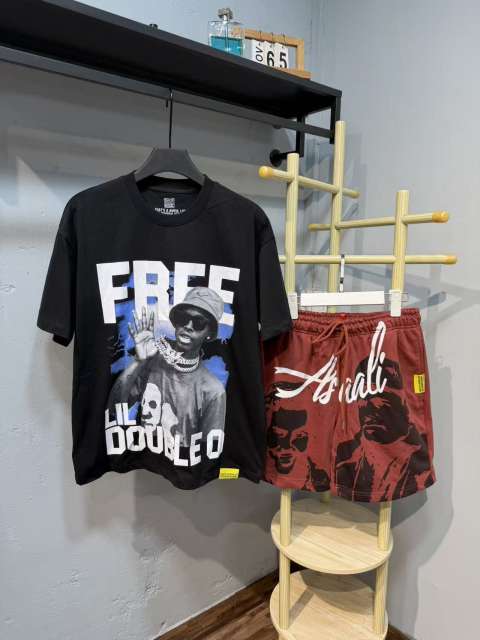 Anime Character Letter Print T-Shirt & Shorts Casual Streetwear Set 21 colors 29288563