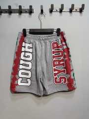 Side Red Green Blot Tie Dye Panel Front Bold Outline Text Back Large Vertical Letter Print Shorts 2 colors 29355958