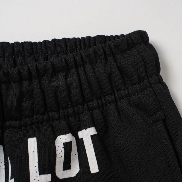 Front Pink Graffiti Letter Print Elastic Drawstring Loose Cotton Sweat Shorts 29356458