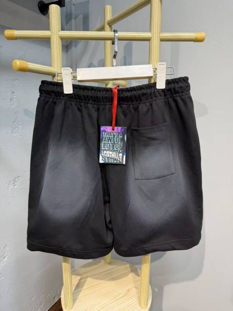 Front Pink Graffiti Letter Print Elastic Drawstring Loose Cotton Sweat Shorts 29356458