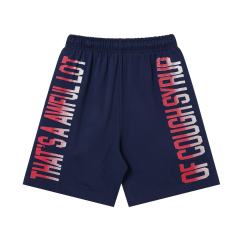 Front Gradient Red Letter Print Elastic Drawstring Loose Cotton Sweat Shorts 29356452