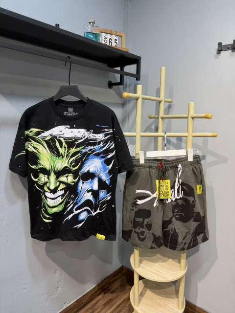Anime Character Letter Print T-Shirt & Shorts Casual Streetwear Set 21 colors 29288563