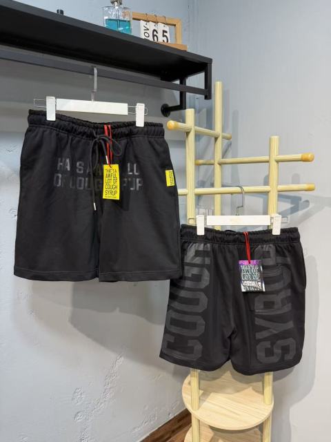 Front Horizontal Text Back Vertical Big Letter Sweat Shorts 2 colors 29356463
