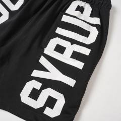 Front Horizontal Text Back Vertical Big Letter Sweat Shorts 2 colors 29356463