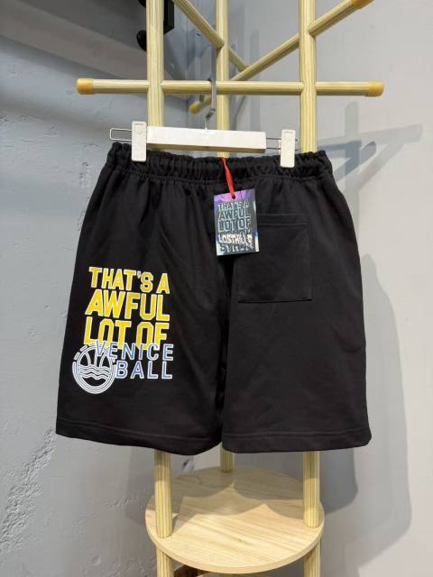 Two-Tone Yellow Pink Letter Number Print Elastic Drawstring Loose Cotton Sweat Shorts 29356460