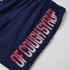 Front Gradient Red Letter Print Elastic Drawstring Loose Cotton Sweat Shorts 29356452