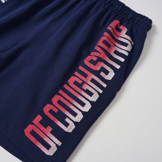 Front Gradient Red Letter Print Elastic Drawstring Loose Cotton Sweat Shorts 29356452