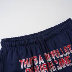 Front Gradient Red Letter Print Elastic Drawstring Loose Cotton Sweat Shorts 29356452
