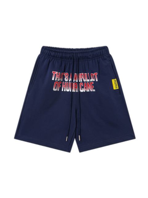 Front Gradient Red Letter Print Elastic Drawstring Loose Cotton Sweat Shorts 29356452