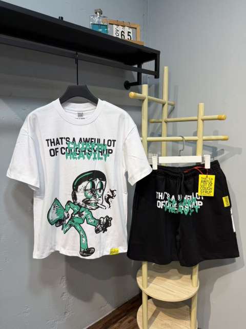 Anime Character Letter Print T-Shirt & Shorts Casual Streetwear Set 21 colors 29288563