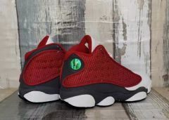 [plus-size shoes] Air @j13 Retro  Red Flint  Leather & Fabric Grey White Red GS High-Top Basketball Shoes 29324225