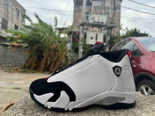 [plus-size shoes] Air Jordαn 14 Black Toe Retro White Black Red Mixed Material Leather Cushioned Vintage Basketball Shoes 29323041