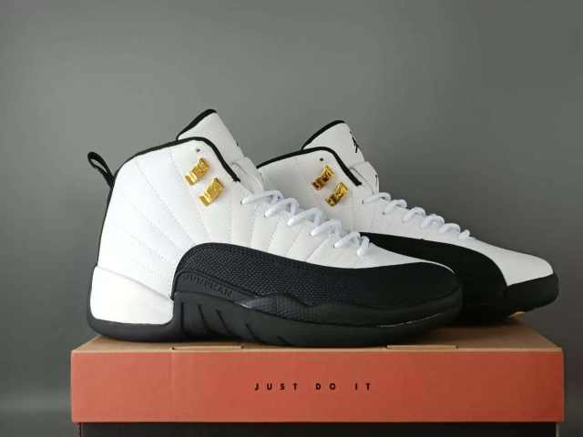 [plus-size shoes] Air Jordαn 12 White Black Gold Stingray Leather Shock Absorbing High Top Basketball Shoes 29284160