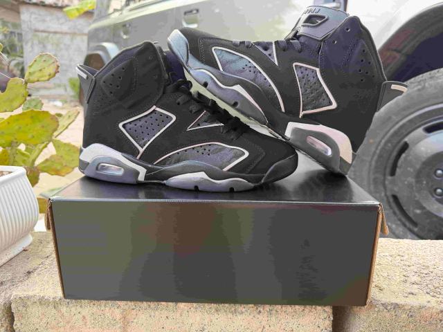 Copy [plus-size shoes] Air Jordαn 6's Air Cushion Shock Absorbing Black Grey Outline High Top Basketball Sneakers 29322801