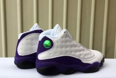 [plus-size shoes] Air @j13 Retro PU Purple and Gold Lakers White Purple Color Block Unisex Cushioned High-Top Basketball Shoes 29323963