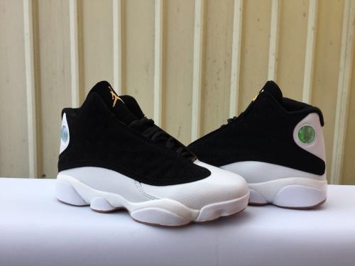[plus-size shoes] Air Jordαn 13 Retro Black White Gum GS Unisex Black and White Mid-top Basketball Shoes 29323942