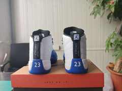 [plus-size shoes] Air Jordαn 12 Retro White Royal Blue Stingray Leather Shock Absorbing High Top Basketball Shoes 29284158