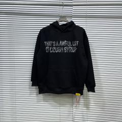 Worn Out White Slogan Print Back Vertical Smoke Distorted Letter Dual Side All Over Print Fleece Hoodie 29355897