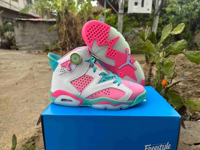 [plus-size shoes] Air Jordαn 6's Doernbecher Air Cushion Detachable Patch Pink White Mint Green High Top Basketball Sneakers 29322778