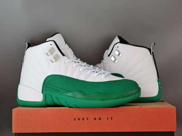 [plus-size shoes] Air Jordαn 12 Retro White Lucky Green Stingray Leather Shock Absorbing High Top Basketball Shoes 29284103