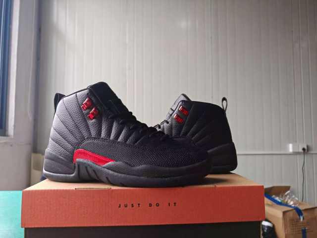[plus-size shoes] Air Jordαn 12 Retro Bred Black Red Pebbled Leather Shock Absorbing High Top Basketball Shoes 29284147