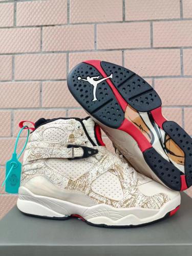 [plus-size shoes] Air Jordαn 8 Off White Splash Print Mesh & Leather Buckle Strap High Top Basketball Shoes 29247350