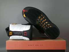 [plus-size shoes] Air Jordαn 12 White Black Gold Stingray Leather Shock Absorbing High Top Basketball Shoes 29284160